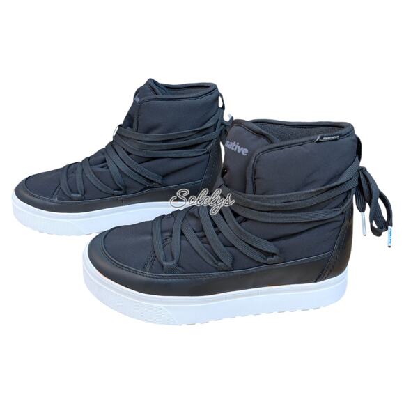 Native Chamonix Women 7 Water-Resistant Cold Winter Boot Jiffy Black Shell White - Picture 4 of 9